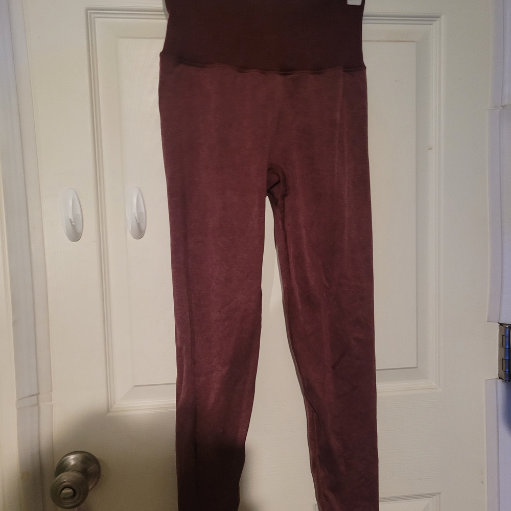 POPFLEX Ribbed Burgundy Leggings